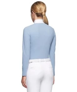 Cavalleria Toscana Girls Team Zip Long Sleeve Polo -Equi Gear Shop chd team zip polo ls light blue back POA068 JE022 7C00 CT 55845.1649016534