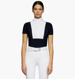 Cavalleria Toscana Hunter Competition Shirt Short Sleeve -Equi Gear Shop competition SS poplin bib black front CAD192 JE002 CT 16368.1690565756