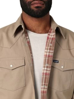 Men's Wrangler Flannel Lined Work Shirt -Equi Gear Shop flannel lined workshirt brn.khak detail 112330931 wrangler 42487.1689642264