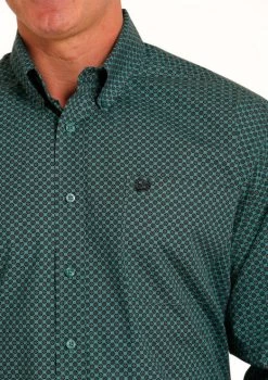 Men's Cinch Teal Foulard Print Shirt -Equi Gear Shop foulard print ls teal detail MTW1105561 cinch 72315.1680886425