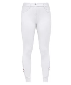 Girls Cavalleria Toscana CT Motif Print Breeches -Equi Gear Shop girls CT motif breech white front PAA020 JE010 0001 CT 90209.1685034699