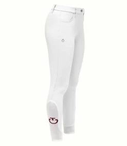 Girls Cavalleria Toscana CT Motif Print Breeches -Equi Gear Shop girls CT motif breech white side PAA020 JE010 0001 CT 02471.1685034709