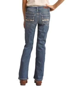 Girls Rock & Roll Cowhide Trim Bootcut Jean 7 Girls Rock & Roll Cowhide Trim Bootcut Jean -Equi Gear Shop girls cowhide trim jean back RRGD4MR108 BZ RR 75696.1678746161
