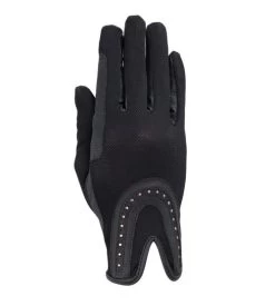 RSL By USG Good Luck Glitter Gloves -Equi Gear Shop good luck glitter glove black rose gold RSL USG 71942.1685643634