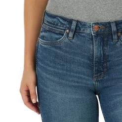 Wrangler Retro Green High Rise Trouser Jean 10 Wrangler Retro Green High Rise Trouser Jean -Equi Gear Shop green high rise trouser denim front detail 112317722 wrangler 72701.1670538158