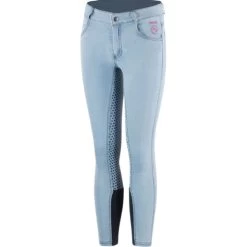 Horze Kids Annika Denim Full Seat Breeches -Equi Gear Shop kids denim FS lt blue front 36099 LB horze 72909.1619990932