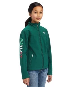 Kids Ariat Team Softshell Mexico Jacket -Equi Gear Shop kids new mexico softshell verde front 10039202 ariat 77255.1644626235