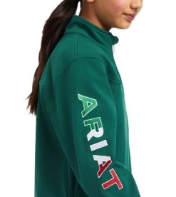 Kids Ariat Team Softshell Mexico Jacket -Equi Gear Shop kids new mexico softshell verde sleeve 10039202 ariat 43083.1644626248