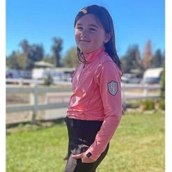 Irideon Kids Thermaluxe Quarter Zip Top -Equi Gear Shop kids thermaluxe top salmon rider 30 7112 SLM irideon 77891.1666388199