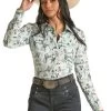 Rock & Roll Dale Brisby Mint Cactus Print Shirt