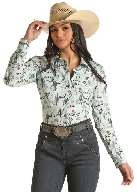 Rock & Roll Dale Brisby Mint Cactus Print Shirt 1 Rock & Roll Dale Brisby Mint Cactus Print Shirt