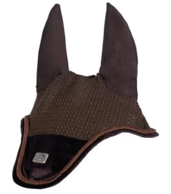 HKM Mellow Velvet Fly Bonnet -Equi Gear Shop mellow velvet fly bonnet dark brown 13615 2100 0650 hkm 97179.1666914941