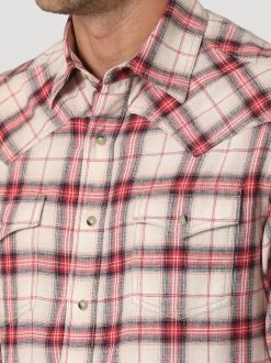 Men's Wrangler Retro Premium Plaid Long Sleeve Shirt -Equi Gear Shop men retro premium plaid ls khaki detail 112327773 wrangler 60972.1682807790