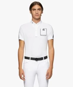Men's Cavalleria Toscana Team Daytona Polo -Equi Gear Shop men team daytona polo ss white front POU296 PA060 001 cavalleria toscana 51464.1661553975