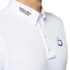 Cavalleria Toscana Men's CT Team Short Sleeve Polo -Equi Gear Shop mens CT team polo SS white detail POU237 PA048 0001 cavalleria 75360.1624996137