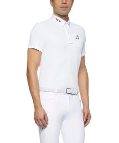 Cavalleria Toscana Men's CT Team Short Sleeve Polo -Equi Gear Shop mens CT team polo SS white side POU237 PA048 0001 cavalleria 96423.1624996140