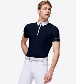 Men's RG Zip Competition Polo Short Sleeve -Equi Gear Shop mens competition zip polo ss navy front POM005 JS001 7901 cavalleria toscana 11545.1670292336