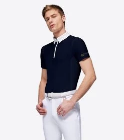 Men's RG Zip Competition Polo Short Sleeve -Equi Gear Shop mens competition zip polo ss navy side POM005 JS001 7901 cavalleria toscana 02601.1670292355