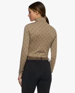Cavalleria Toscana Mini Flock CT 1/4 Zip Top -Equi Gear Shop mini flock print wool 1 2 zip brown back POD307 PA063 4B00 cavalleria toscana 87254.1664132107