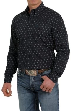 Cinch Modern Fit Print Shirt Long Sleeve 7 Cinch Modern Fit Print Shirt Long Sleeve -Equi Gear Shop moder fit print ls navy side MTW1347045 miller 16410.1652992350