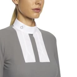 Cavalleria Toscana Poplin Bib Competition LS Polo 15 Cavalleria Toscana Poplin Bib Competition LS Polo -Equi Gear Shop poplin bib jersey comp polo LS grey collar POD256 JE022 8980 CT 14669.1655842564
