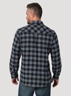 Men's Wrangler Black Buffalo Plaid Shirt -Equi Gear Shop retro buffalo plaid black back 112330472 wrangler 62049.1689457987