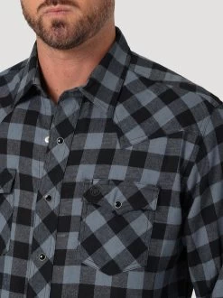 Men's Wrangler Black Buffalo Plaid Shirt -Equi Gear Shop retro buffalo plaid black detail 112330472 wrangler 45917.1689457985
