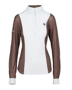 Romfh Schuyler Show Shirt Long Sleeve -Equi Gear Shop schuyler show shirt LS white toffee dot collar closed 470694 romfh 90829.1653608373