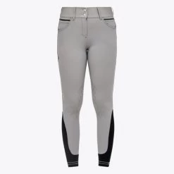 Cavalleria Toscana Silicone Logo Breeches Knee Grip -Equi Gear Shop silicone print ct breeches taupgrey front PAD175 JE010 8C00 cavalleria toscana 01750.1659819264