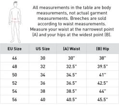 Men's B Vertigo Damien Breeches Knee Patch -Equi Gear Shop size chart measuring men horze 90442.1652824770