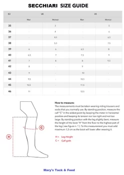 Secchiari Classic Field Boots -Equi Gear Shop size guide secchiari boots 21367.1642365691