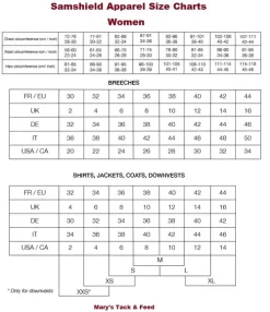Samshield Florida Show Jacket -Equi Gear Shop size guide women samshield 00682.1639081153