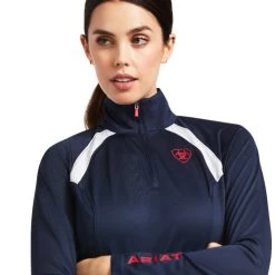 Ariat Team Sunstopper 2.0 1/4 Zip Baselayer -Equi Gear Shop sunstopper 2.0 baselayer team navy front2 10039184 ariat 29452.1645662920