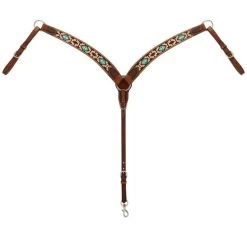 Turquoise Cross Aztec Contoured Breast Collar