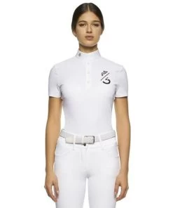 Cavalleria Toscana CT Team Red Stripe Polo -Equi Gear Shop team compet polo ss white front POD274 JE022 0001 CT 14367.1640128200