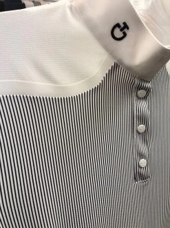 Cavalleria Toscana Tech Piqué Polo Short Sleeve -Equi Gear Shop tech pique polo SS blk wht shoulder POD351 PA005 CT 56744.1688778935