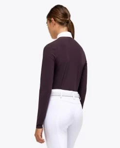 Cavalleria Toscana Tech Pique Show Polo Long Sleeve -Equi Gear Shop tech pique polo ls dk.purp back POD313 JE022 3A00 cavalleria toscana 03047.1664131251