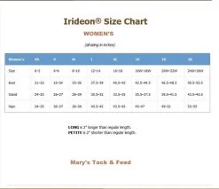 Irideon Radiant Utility Tight -Equi Gear Shop womens size chart irideon 35752.1656452744