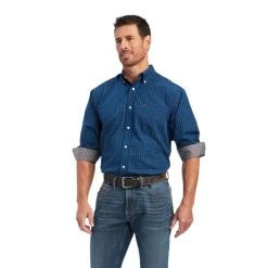 Men's Ariat Wrinkle Free Shirt Long Sleeve -Equi Gear Shop wrinkle free ls poseidon front 10041571 ariat 87741.1683757167